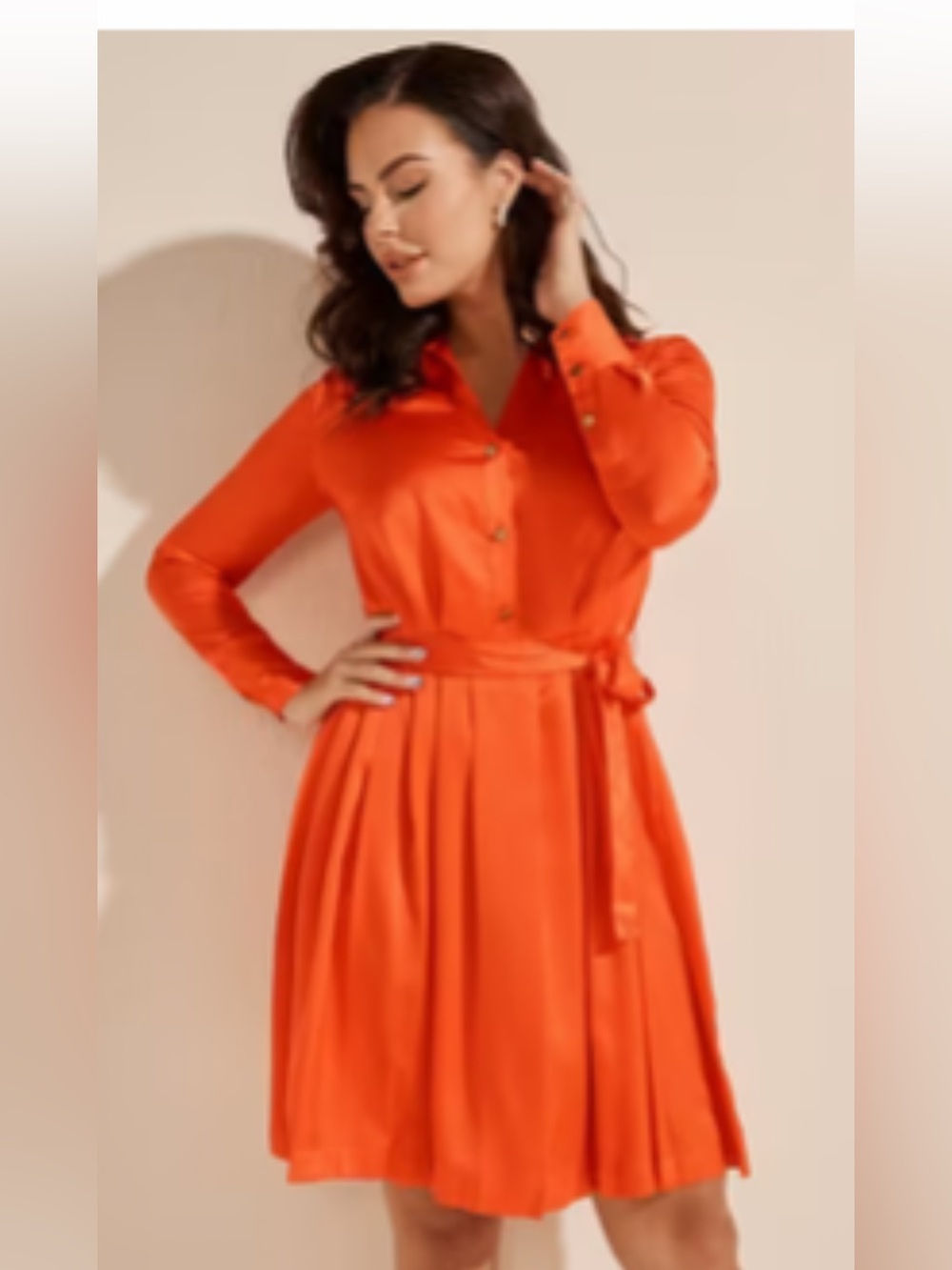 Marciano Red Shirt Satin Dres - Size XL